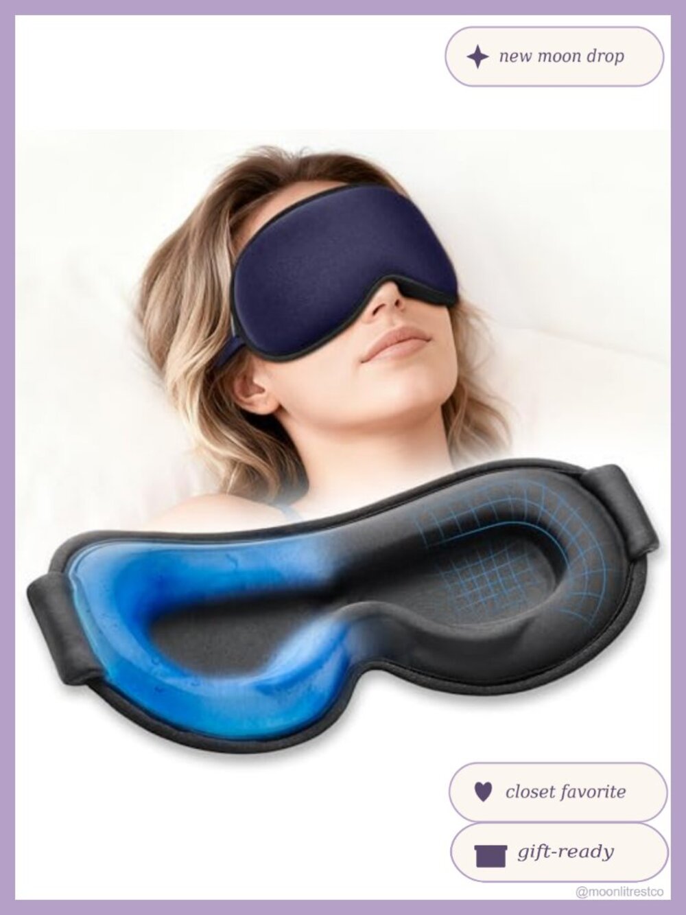 6oz Weighted Cooling Gel Eye Mask Sleep Mask Migraine Relief Light Blocking